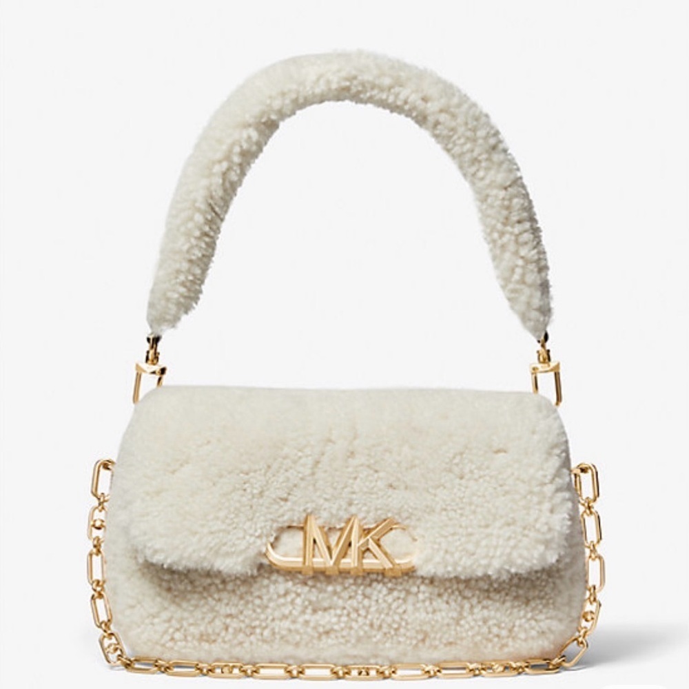 Michael Kors Shearling Shoulder Bag with Gold Chain